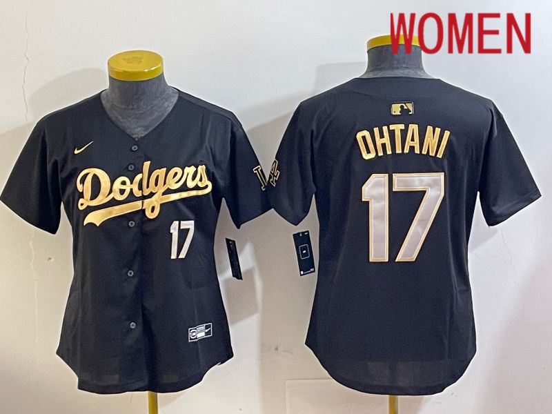 Women Los Angeles Dodgers #17 Ohtani Black Gold Game 2024 Nike MLB Jersey style 1209->women mlb jersey->Women Jersey